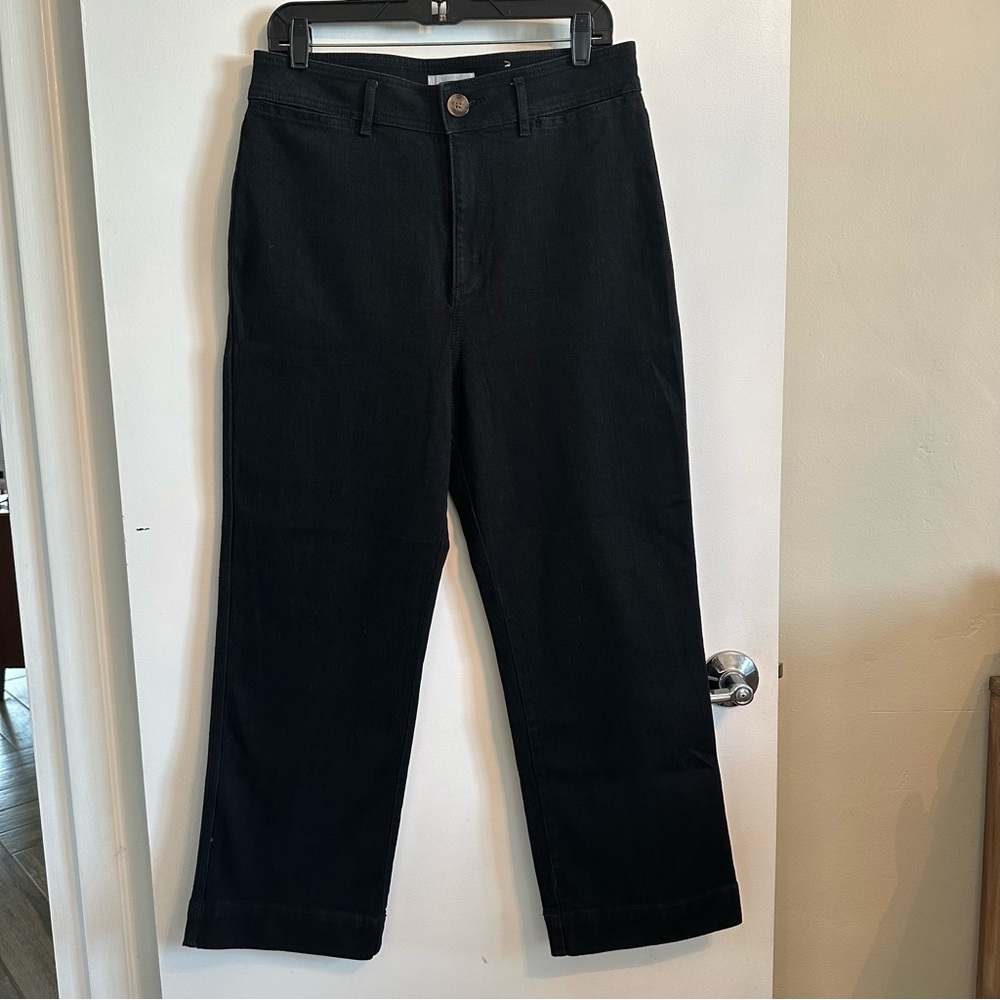 LOFT High Waisted Slim Wide Leg Black Jeans Size 8/29